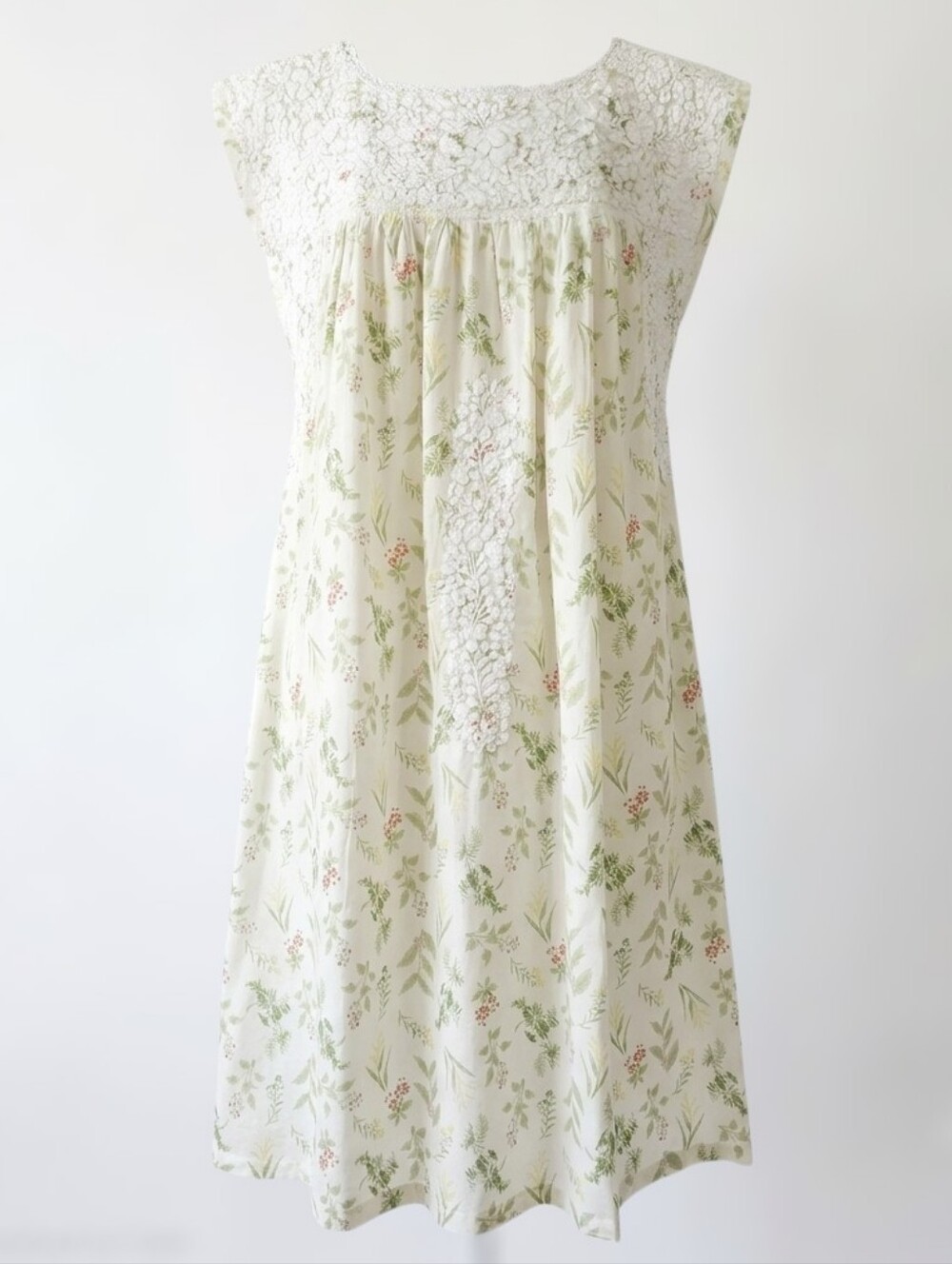 Mi Golondrina Flores Specialty Short Dress Sz.L Ivory Nieve Cottagecore Peasant